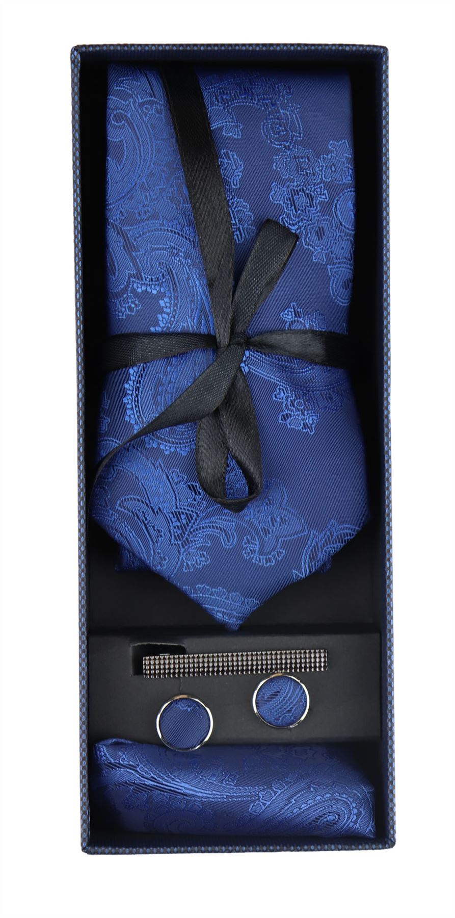 Paisley Neck Tie Gift Set Pocket Square Cuff Links Tie Floral Satin
