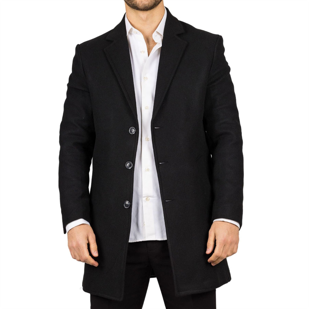 Men's Overcoat Notched Lapel Collar Wool Blend Classic Trench Coat Winter Jacket