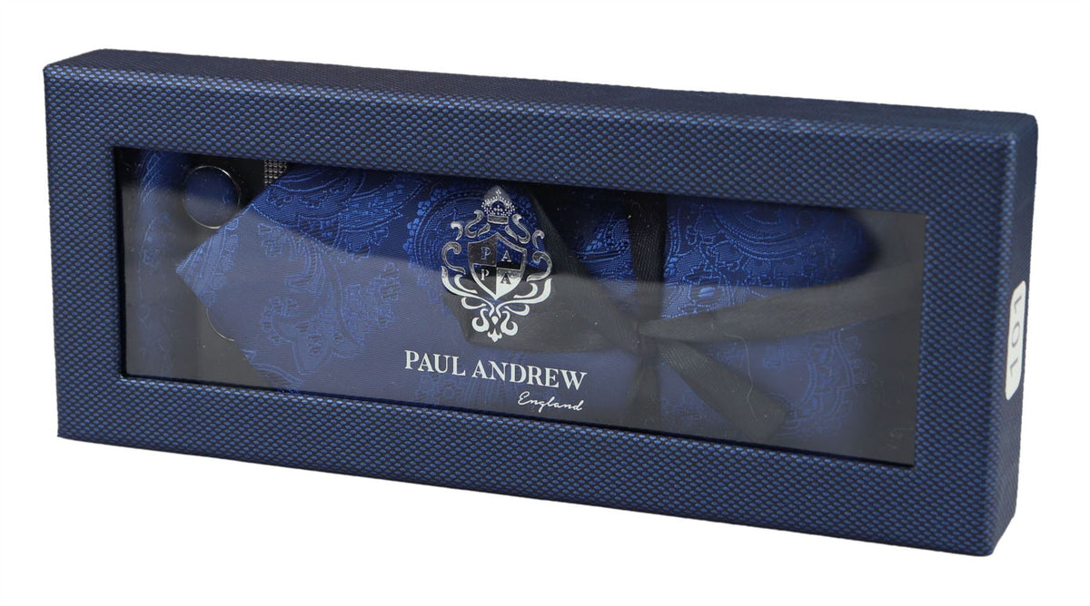 Paisley Neck Tie Gift Set Pocket Square Cuff Links Tie Floral Satin