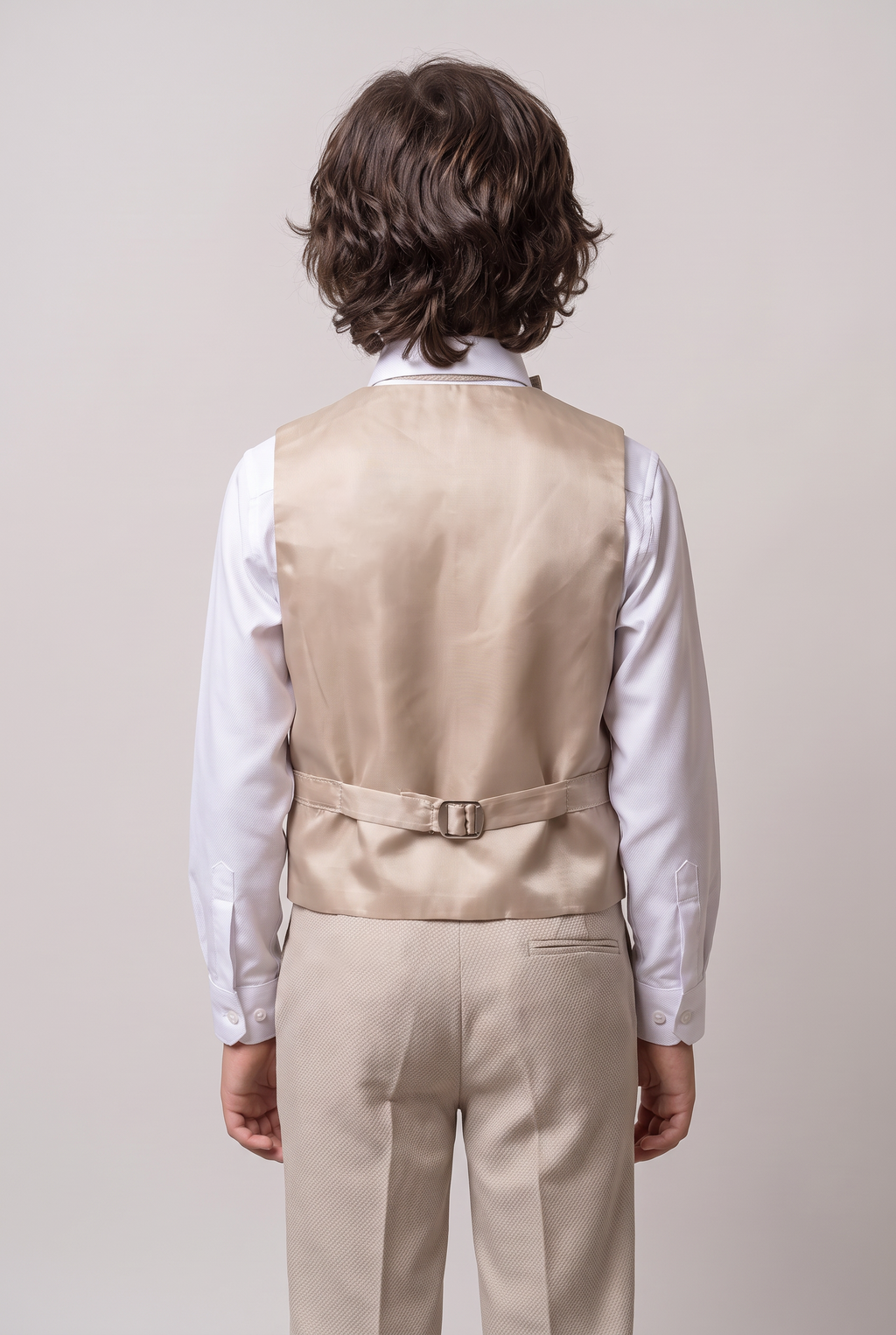 Boys’ 7-Piece Self-Patterned Formal Suit Set - Planet - Beige