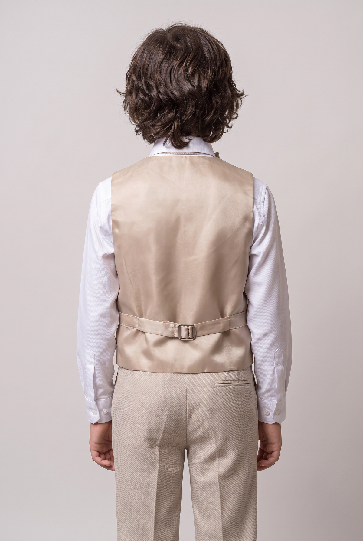 Boys’ 7-Piece Self-Patterned Formal Suit Set - Planet - Beige