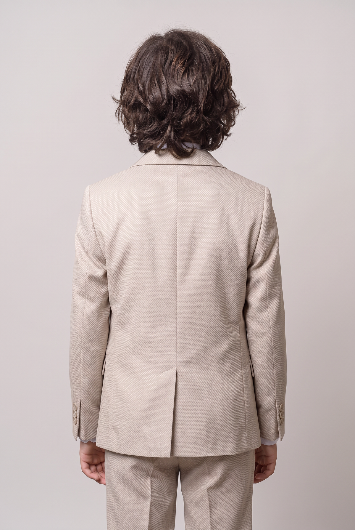 Boys’ 7-Piece Self-Patterned Formal Suit Set - Planet - Beige