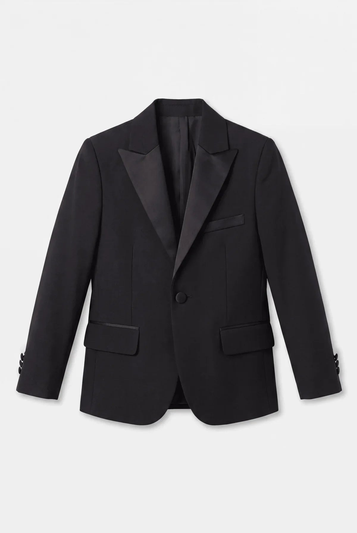 Boys Satin Lapel Tuxedo Suit - 4-Piece or 5-Piece with Cufflink Shirt - Black