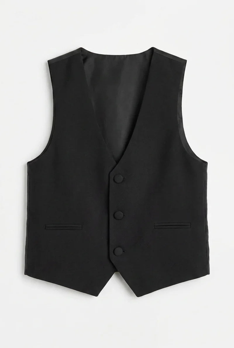 Boys Satin Lapel Tuxedo Suit - 4-Piece or 5-Piece with Cufflink Shirt - Black