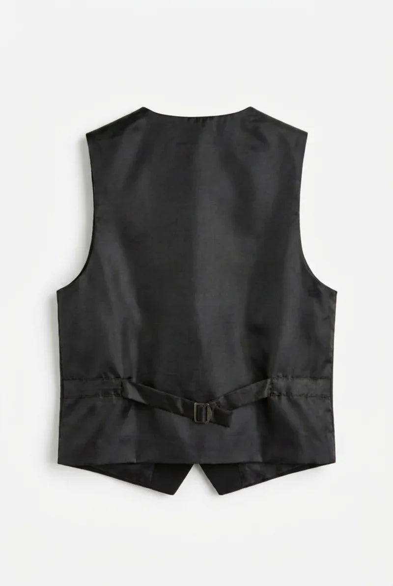 Boys Satin Lapel Tuxedo Suit - 4-Piece or 5-Piece with Cufflink Shirt - Black