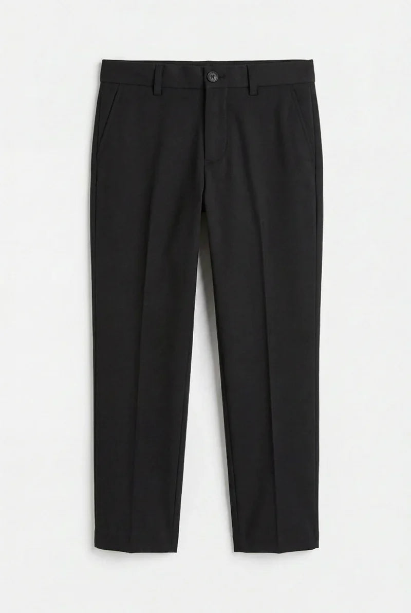 Boys Satin Lapel Tuxedo Suit - 4-Piece or 5-Piece with Cufflink Shirt - Black