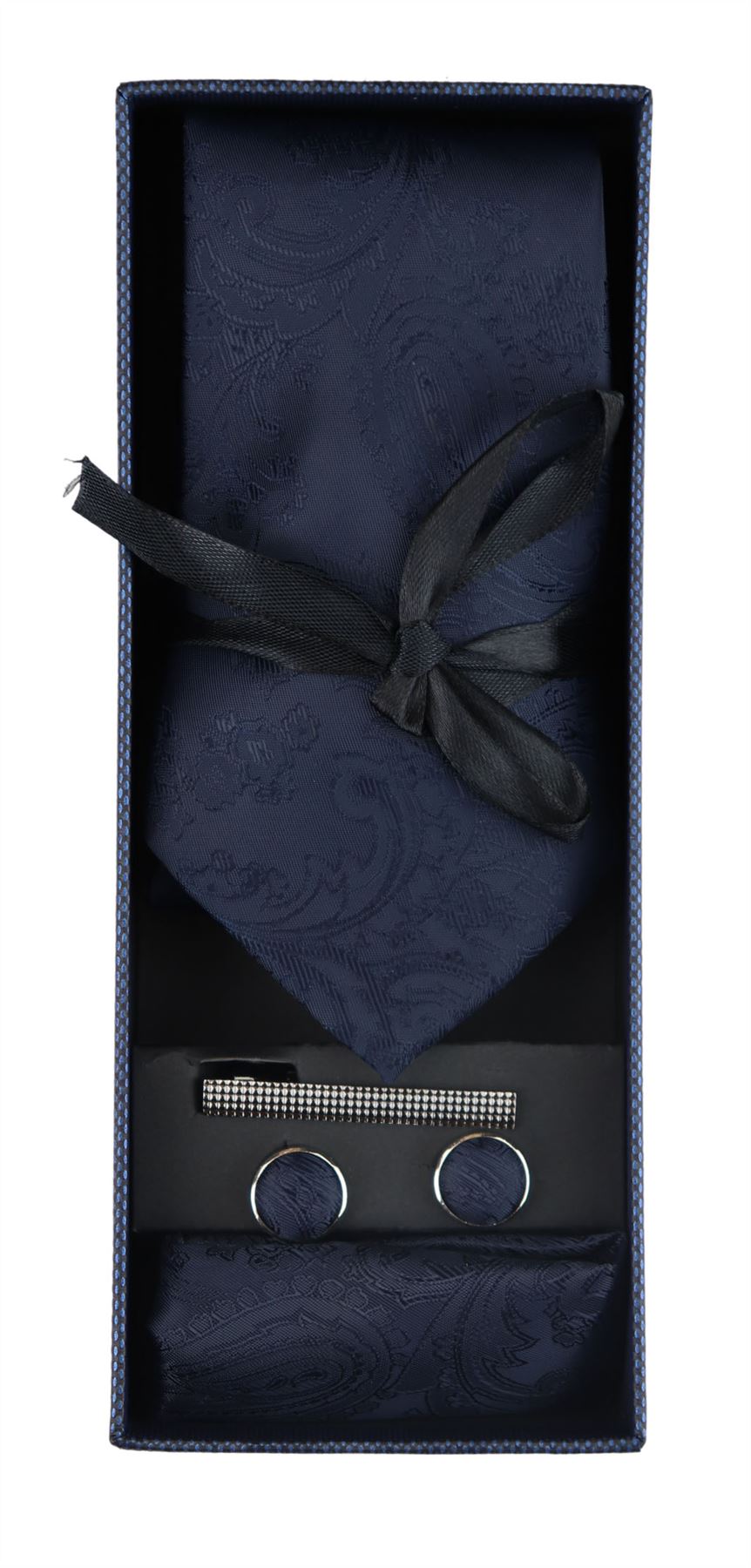 Paisley Neck Tie Gift Set Pocket Square Cuff Links Tie Floral Satin