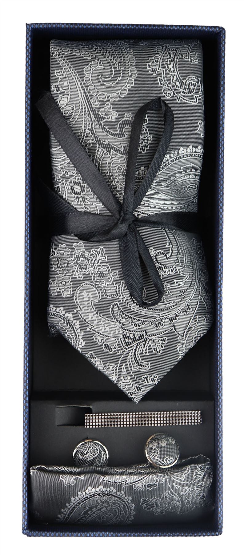 Paisley Neck Tie Gift Set Pocket Square Cuff Links Tie Floral Satin