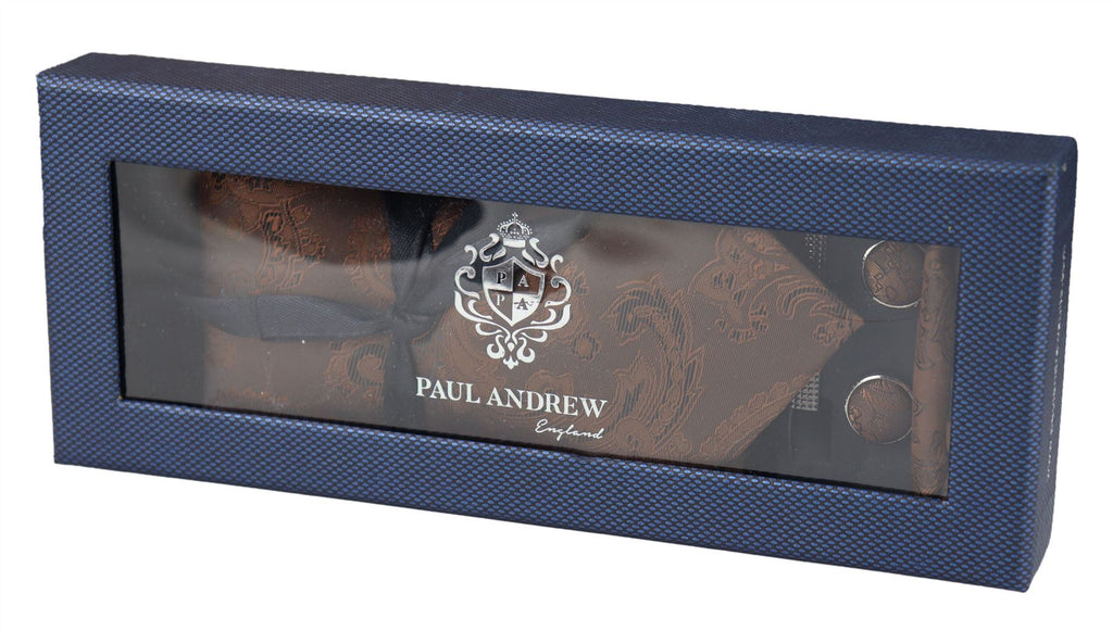 Paisley Neck Tie Gift Set Pocket Square Cuff Links Tie Floral Satin