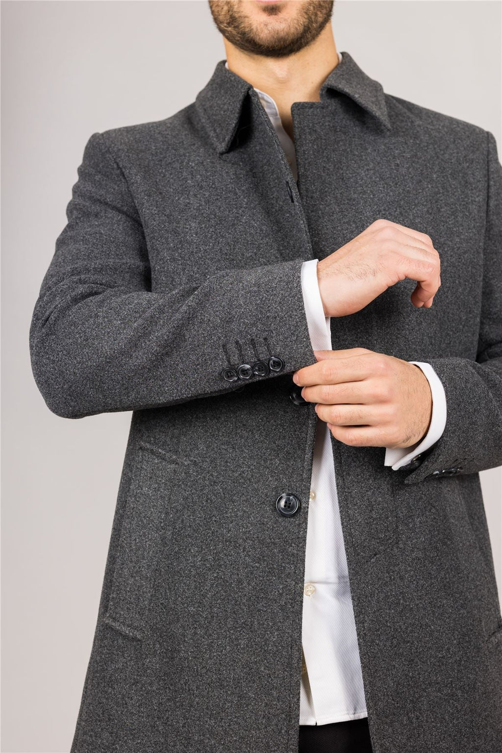 Men's Overcoat Classic Collar Wool Blend Classic Trench Coat Winter Jacket