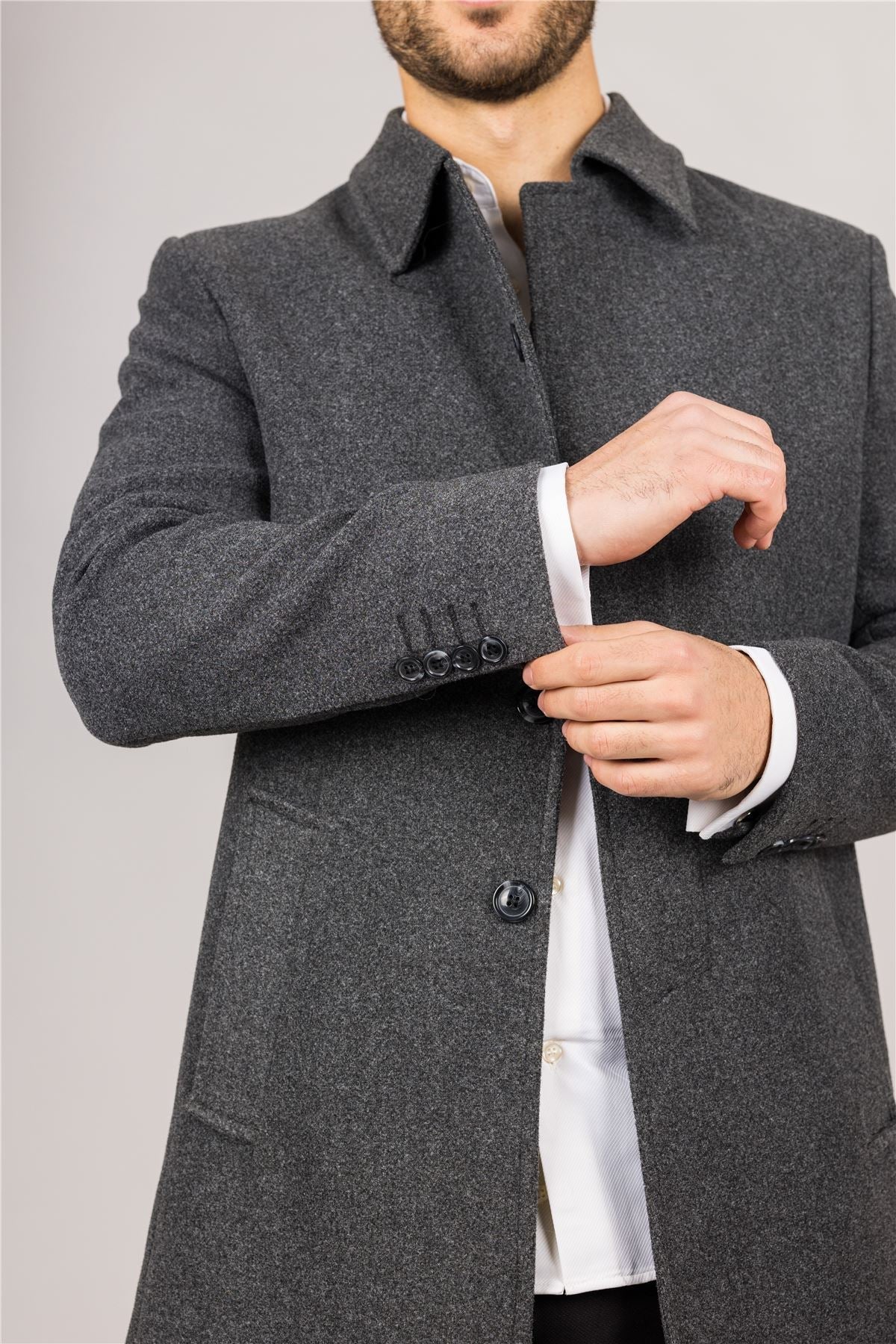 Men's Overcoat Classic Collar Wool Blend Classic Trench Coat Winter Jacket