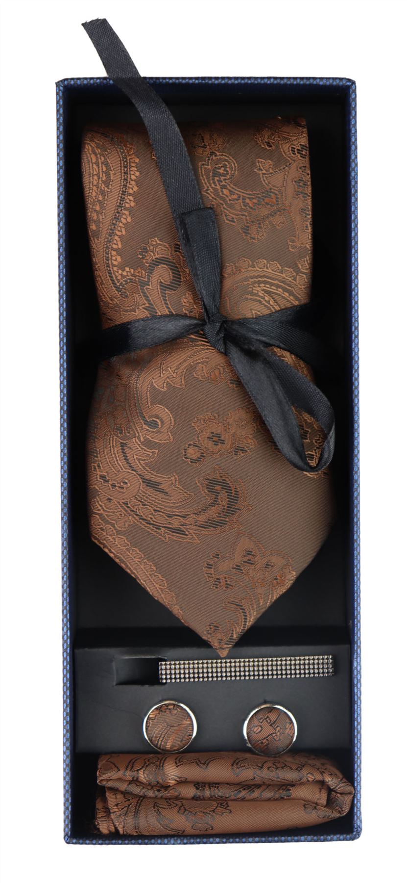 Paisley Neck Tie Gift Set Pocket Square Cuff Links Tie Floral Satin