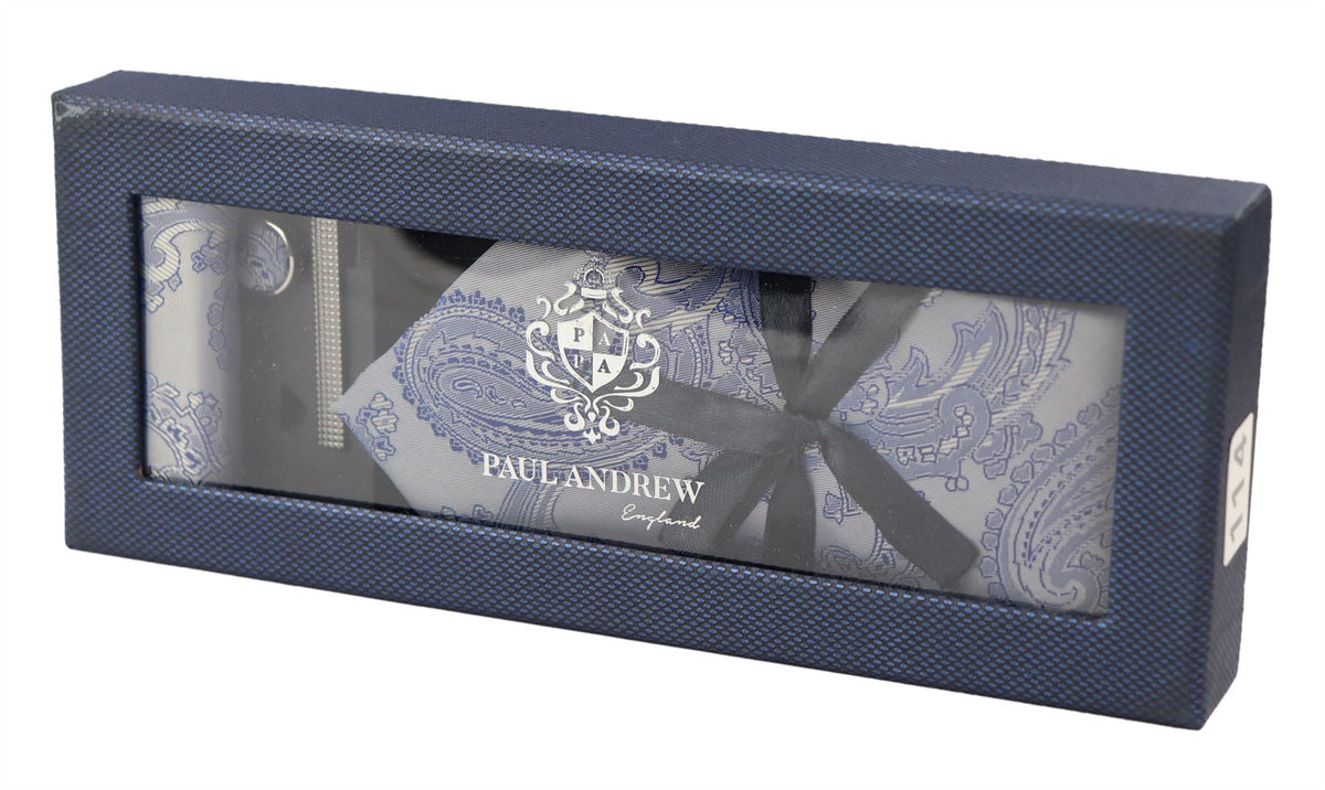 Paisley Neck Tie Gift Set Pocket Square Cuff Links Tie Floral Satin
