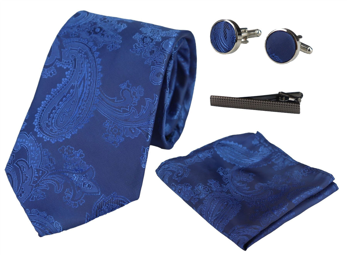 Paisley Neck Tie Gift Set Pocket Square Cuff Links Tie Floral Satin