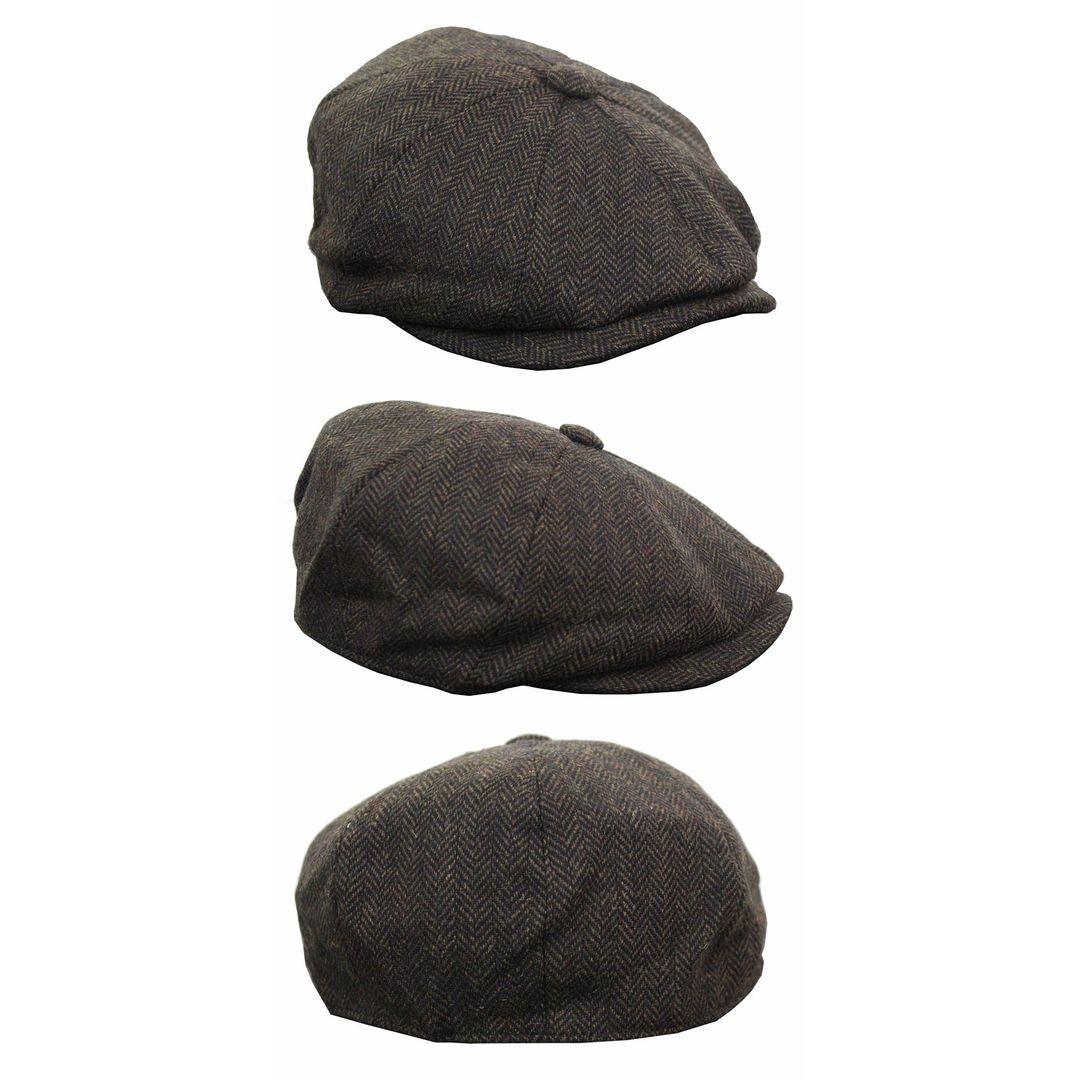 Mens Tweed Newsboy Cap Blinders Baker Boy Flat Check Grandad Hat