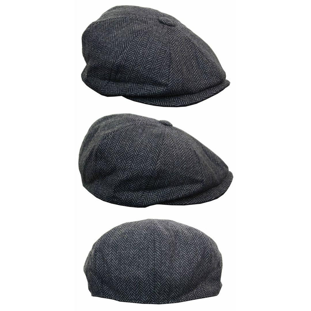 Mens Tweed Newsboy Cap Blinders Baker Boy Flat Check Grandad Hat