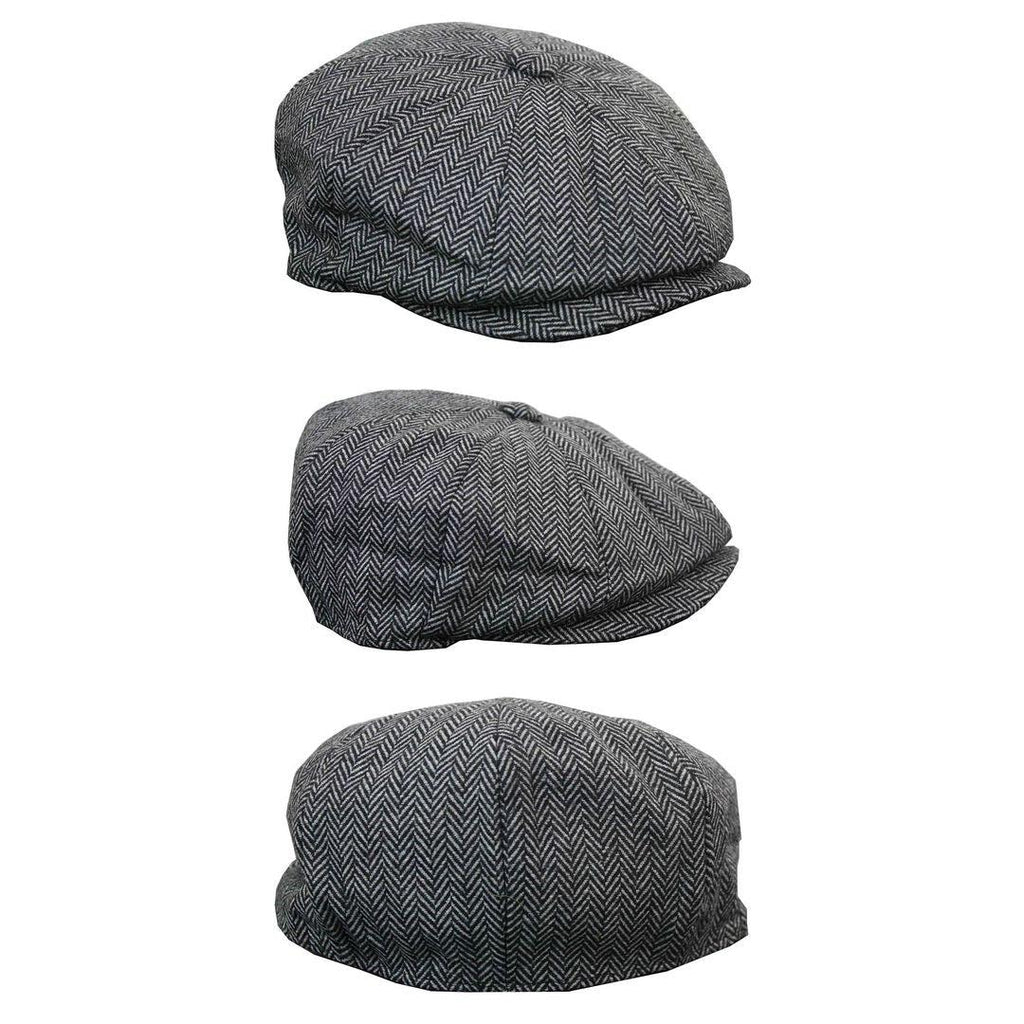Mens Tweed Newsboy Cap Blinders Baker Boy Flat Check Grandad Hat